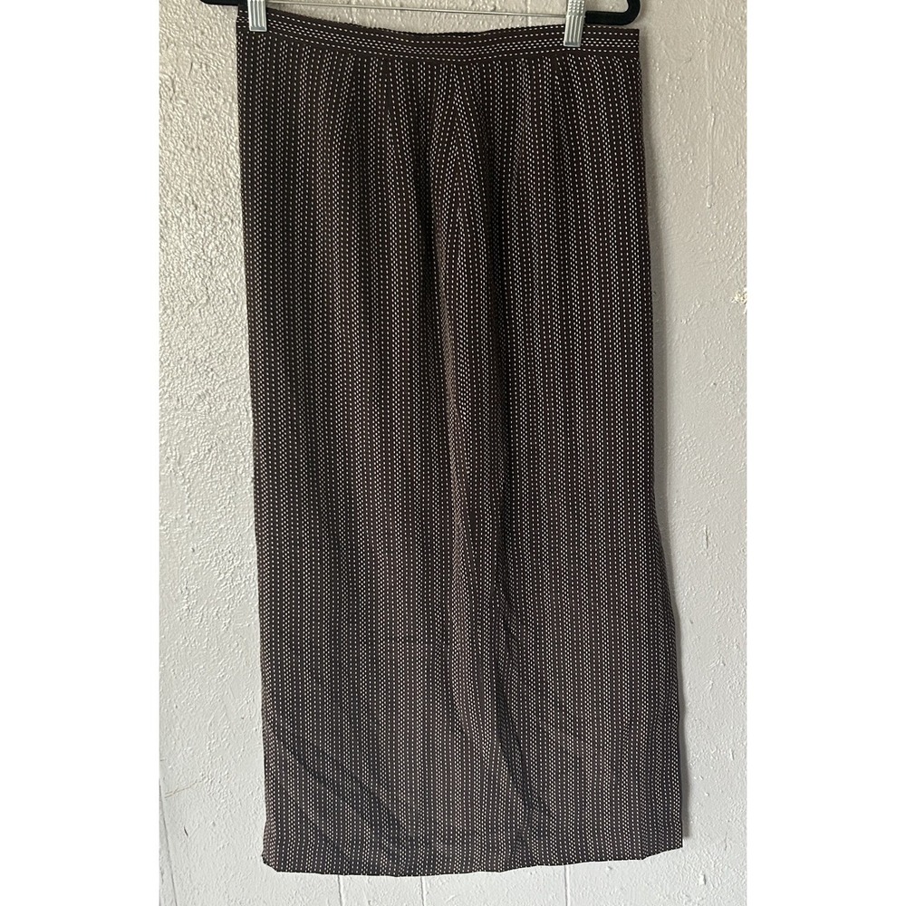 Liz Claiborne Brown Silk Midi Skirt Lining Side Slit Size 14 Classy Formal